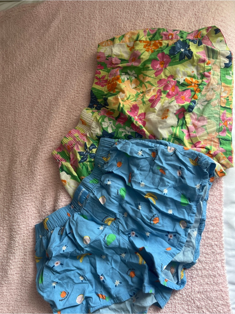 Women's Blue Fruit & Floral Pajama Shorts Set